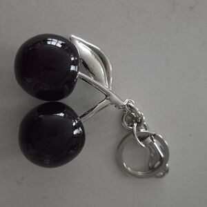 Elegant Silver Cherry Keychain